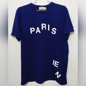 Maison Kitsune tshirt navy blue cotton size S